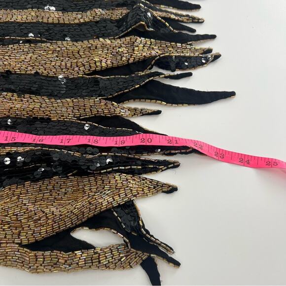 Vintage Swee Lo silk sequin beaded top gold black sz S - Picture 5 of 6
